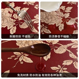 锦鸣枝氛围感电视柜桌布进门玄关柜皮革保护桌垫红色喜庆餐边柜垫