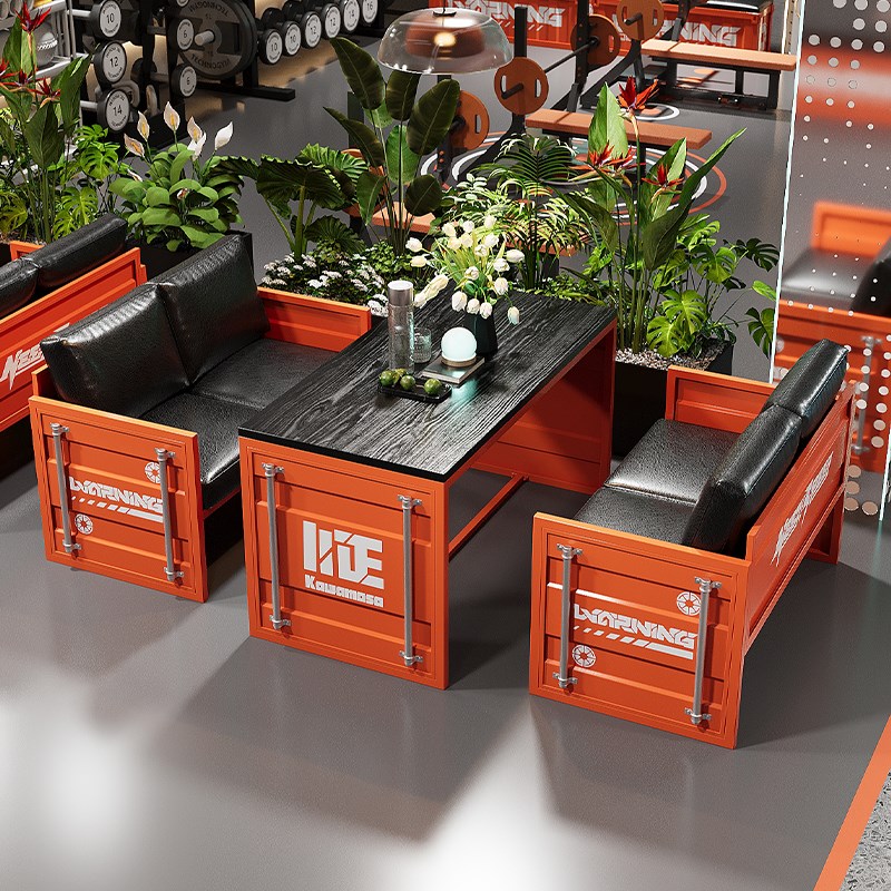 工业风卡座沙发酒吧清吧咖啡厅奶茶店音乐餐厅烧烤店铁艺桌椅