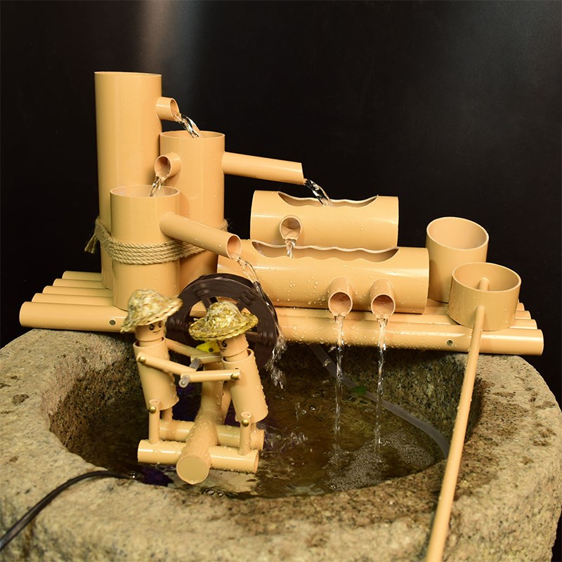 小人推拉 PVC流水摆件养鱼缸水循环水缸圆缸过滤器装饰造景流水器