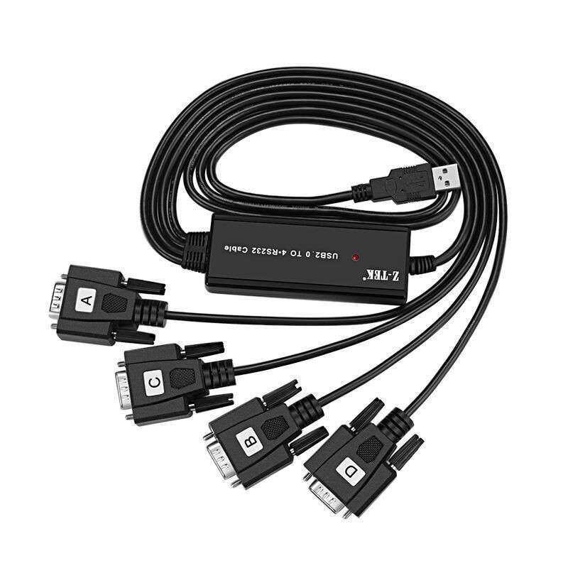 （Z-TEK）力特USB转2口4口RS232串口线 DB9针232com口公头ZE552A