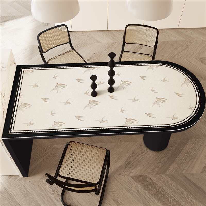 燕南飞复古弧形半圆岛台餐桌垫防水防油椭圆形桌布可擦洗半圆桌垫