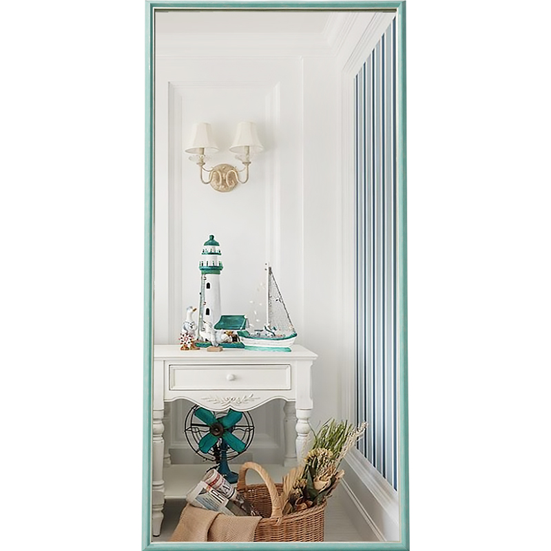 BOLEN 地中海风穿衣镜全身落地壁挂镜子简约立体试衣镜子贴墙防爆