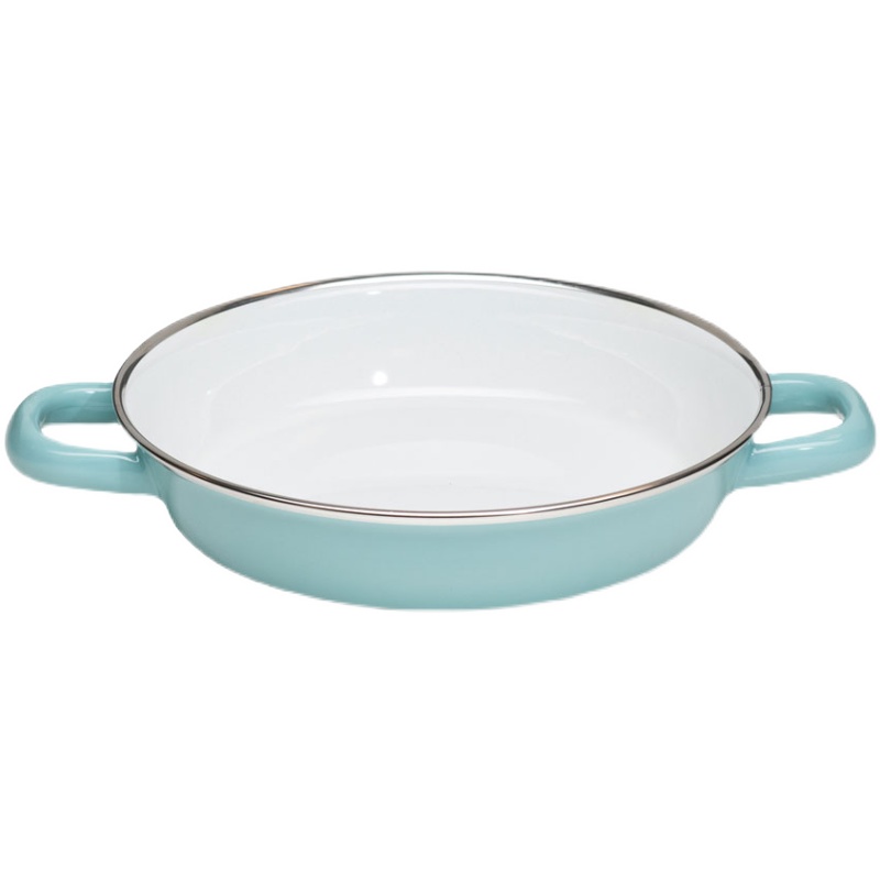 奥地利制造Riess搪瓷湖绿清新双耳汤锅奶锅平底锅电磁炉火炉通用