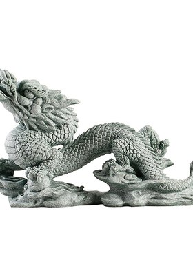 中式生肖龙书桌摆件创意家居玄关鱼缸沉水造景青砂石瑞兽神龙摆设