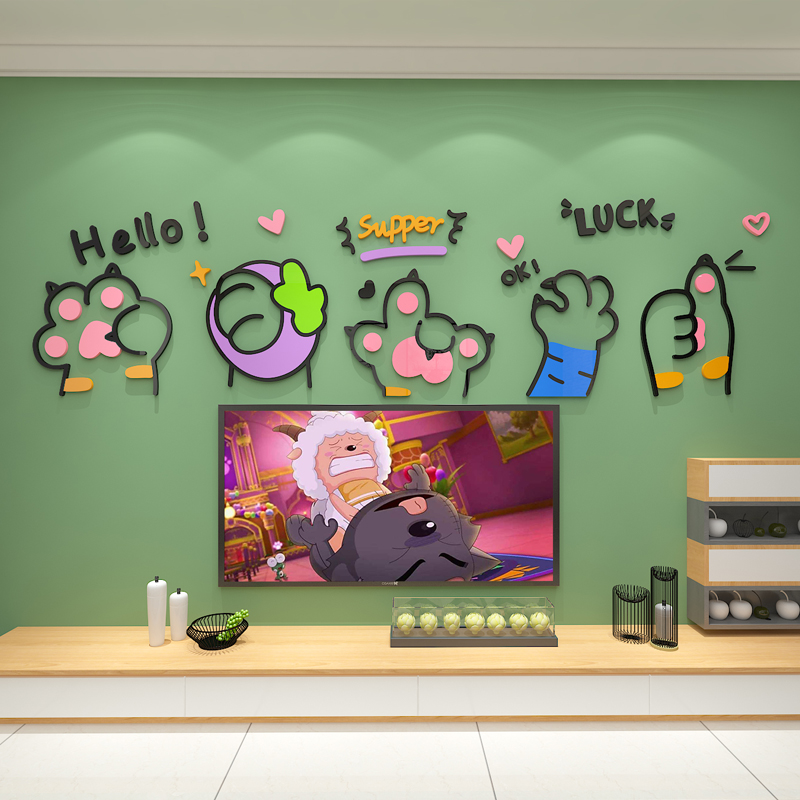 宠物店猫狗墙面装饰画卡通创意狗狗布置个性新家卧室房间床头贴纸