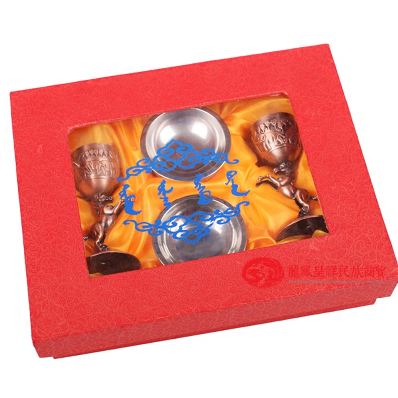 奔马杯 敬酒碗银碗 礼盒装 蒙古族特色礼品内蒙古民族工艺品