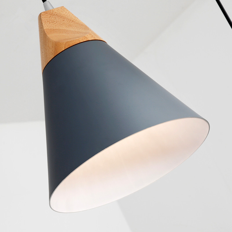 现代简约餐吊灯 实木铝材创意彩色饭店咖啡厅酒吧台单三3头吊灯