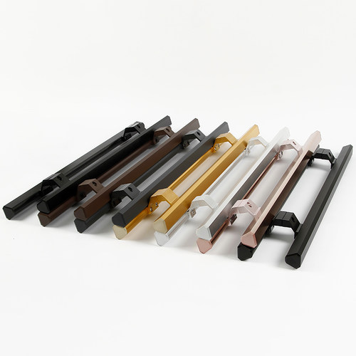 加厚肯德基门把手 铝合金玻璃门拉手 商店店铺门T门拉手磨砂黑