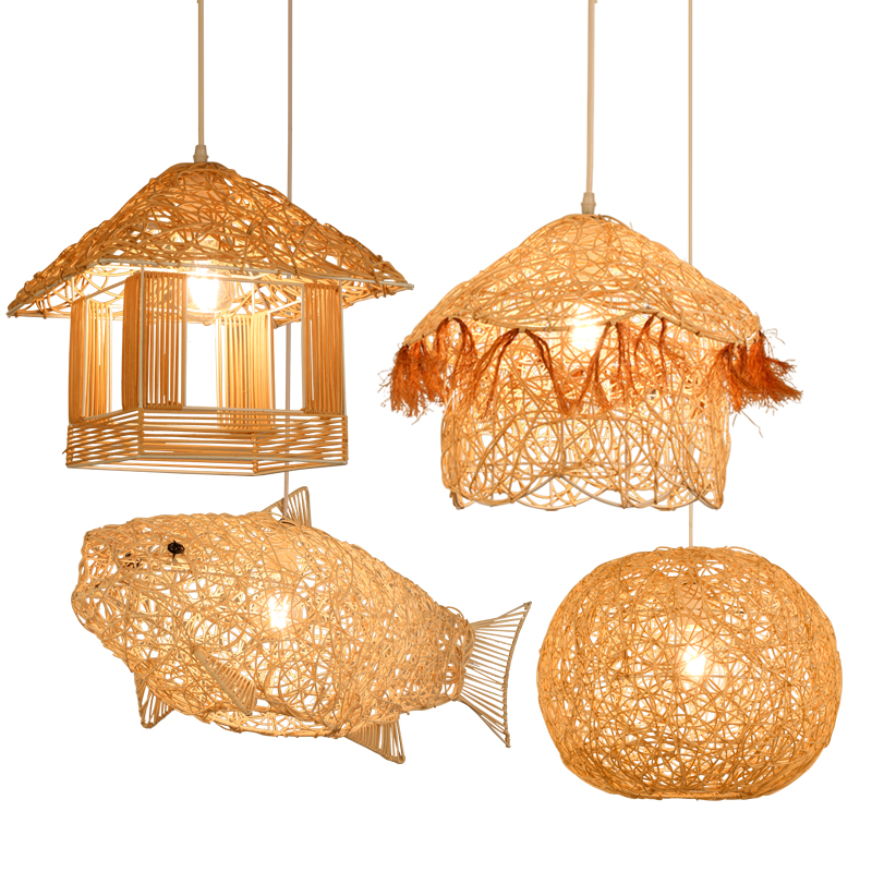东南亚吊灯创意茶室民宿藤编个性火锅店草屋藤艺田园餐厅咖啡厅灯