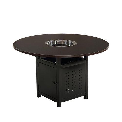 商用餐饮火锅饭店圆桌岩板大理石餐桌椅韩式灶电磁炉一体桌子