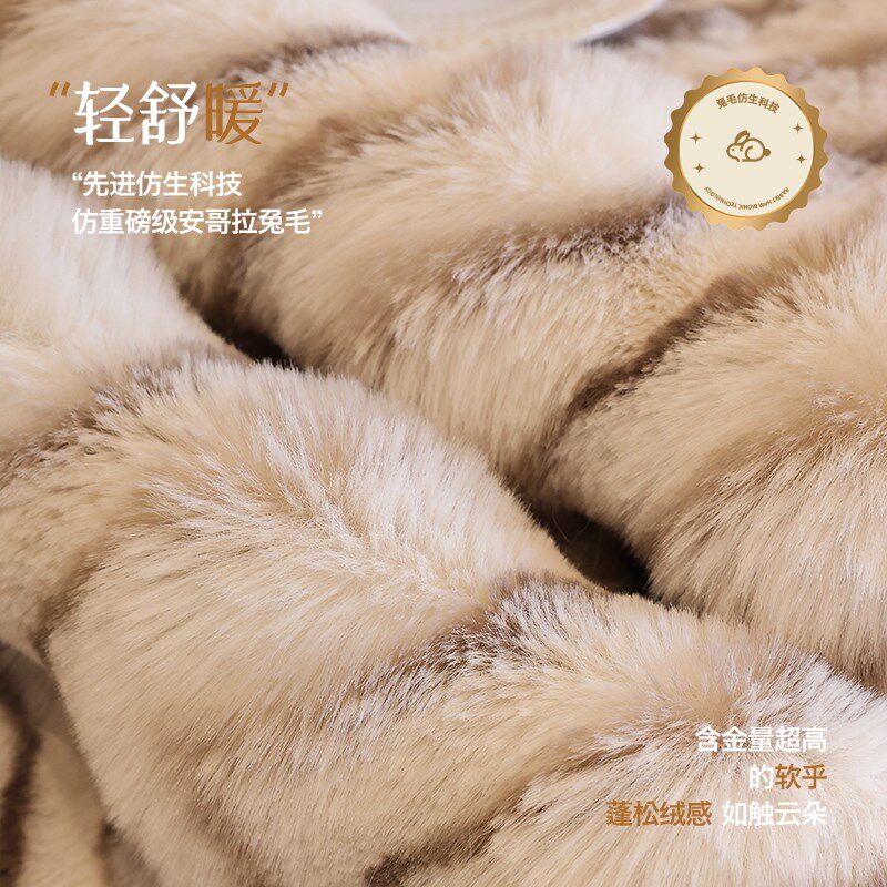 兔毛绒沙发垫冬季保暖防滑防猫抓沙发罩坐垫子盖布巾毯