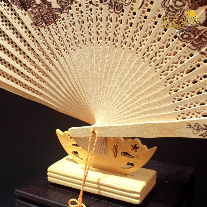 折扇沉香扇香木扇缅木檀香扇工艺批带木盒扇盒