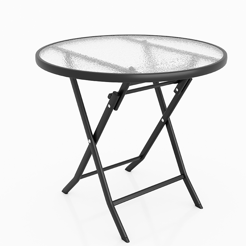 阳台折叠桌室外露天小圆桌家用钢化玻璃餐桌小户型出租房便携方桌