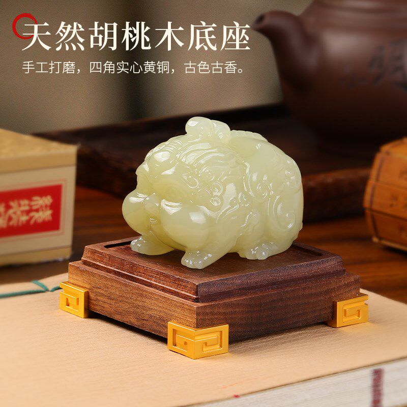 天然青玉石招财貔貅工艺品办公室家居饰品送男友