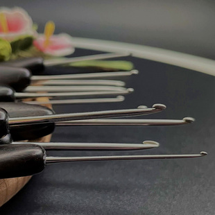 沪牌金岚钩针 乌木木柄精抛针头 布衣款手工编织毛线工具