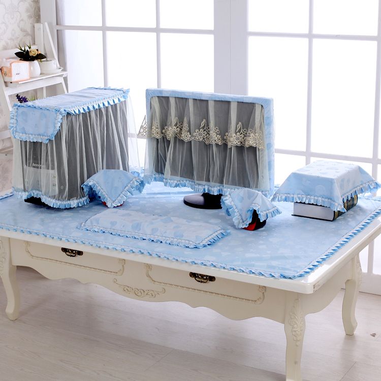 电脑防尘罩全包围液晶显示器主机壳防罩五件开机不取电脑桌布