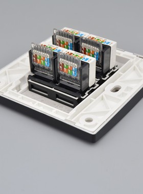 黑色口免打网线插座位电脑关四口型超五类模块