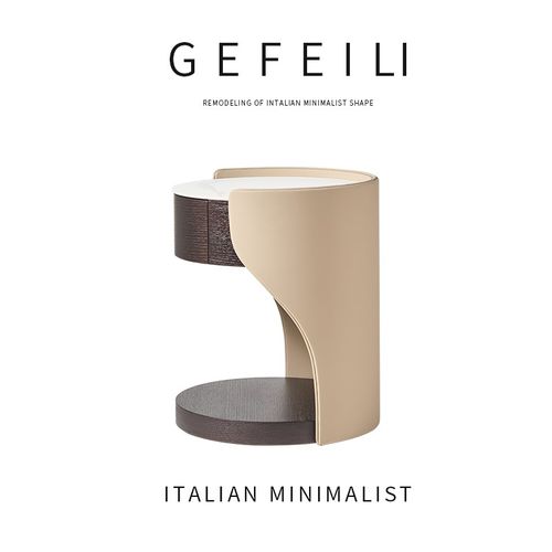 意式极简床头柜现代家用卧室烟熏木实木设计师床边柜22新款