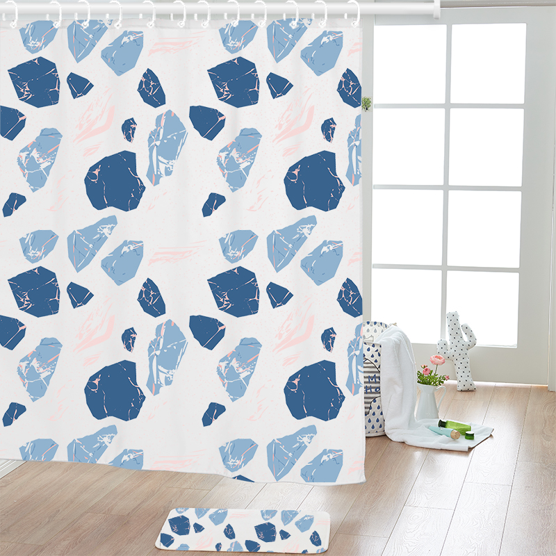 浴室防水浴帘装免打孔伸缩直杆浴帘布卫生间隔断帘防霉洗澡拉帘