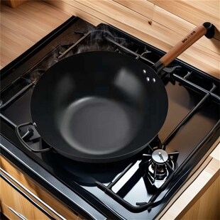 百强无涂层轻便铁锅炒锅粘锅锈无油烟锅电磁炉燃气灶通用
