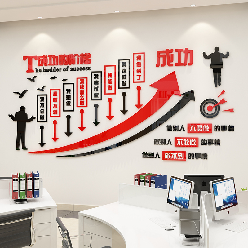 d立体激励文字励志标语墙贴公司企业文化墙布置办公室背景墙装饰
