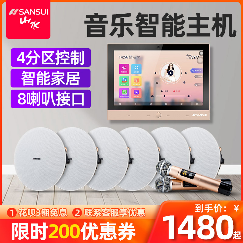 山水DM-8家庭背景音乐机系统装无线全屋智能家居吸顶音响影院