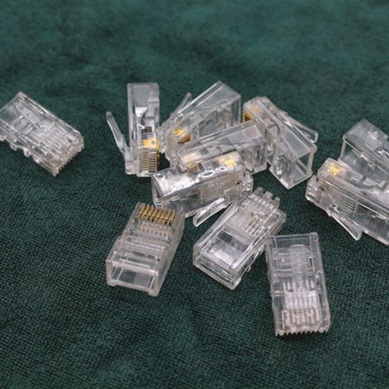 镀金网路水晶头RJ5水晶头8P8C水晶头 网路线8芯水晶头100个/盒
