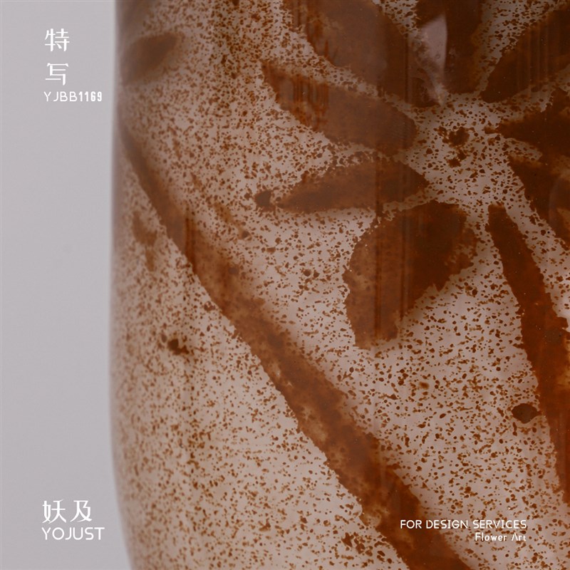 妖及 中古玻璃矮脚花瓶仿真花【陇黄】酒店会所展厅玄关餐桌摆件