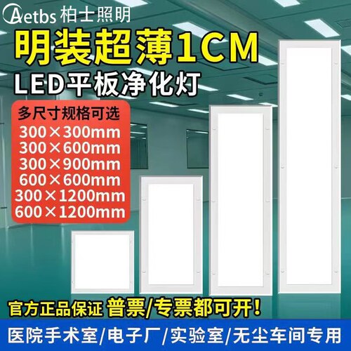 300x1200净化灯led洁净灯30x90医院手术室无尘车间平板吸顶灯明装