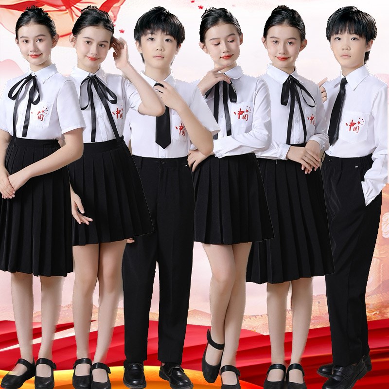 十一儿童合唱演出服中学生小学生大合唱团男女童朗诵表演比赛服装