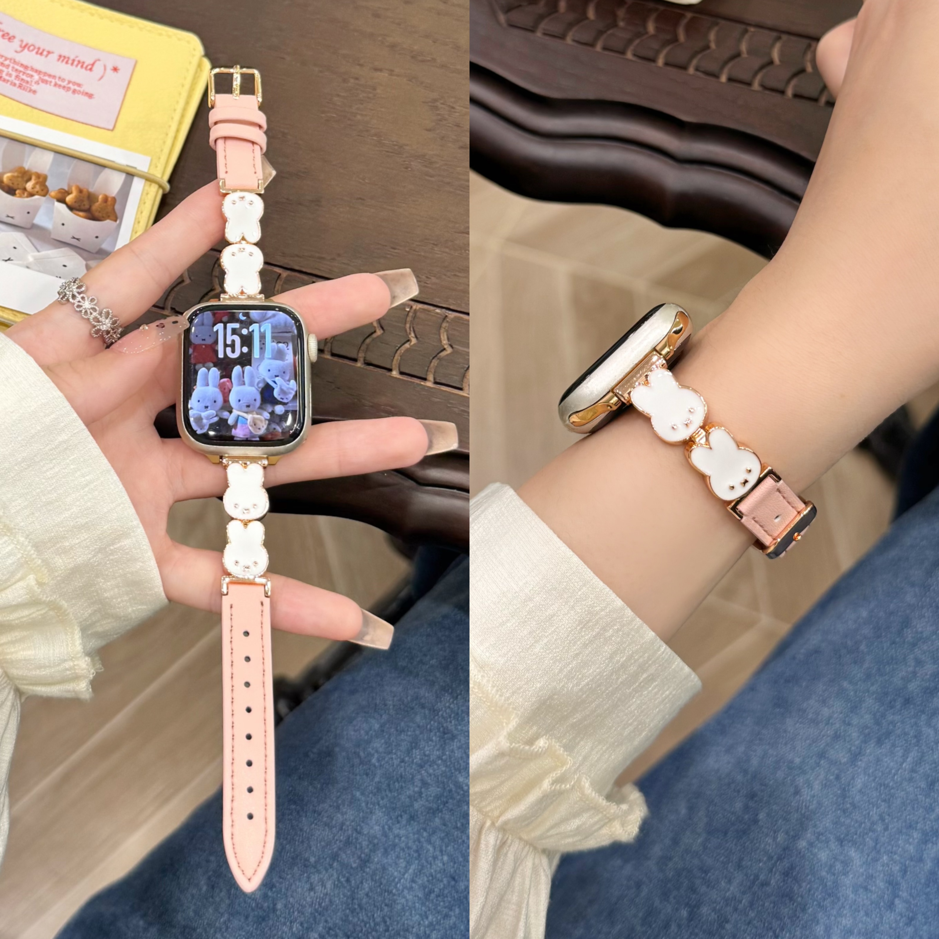 高级小众米菲兔小蛮腰苹果表带女