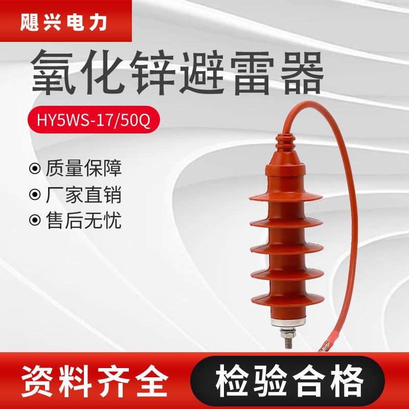 厂家直销全绝缘避雷器10kV氧化锌避雷器HY5WS-17-50Q带线缆避雷器