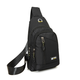 胸包男款男士运动休闲胸前包帆布单肩小背包牛津布黑色斜挎包男