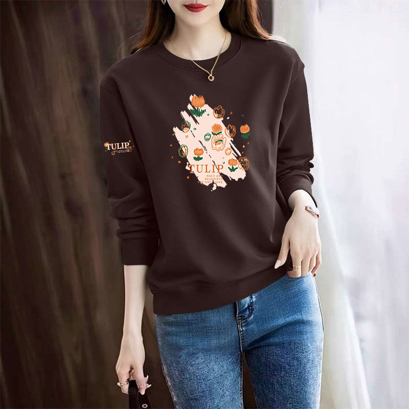 春秋爆款纯棉印花长袖卫衣女上衣