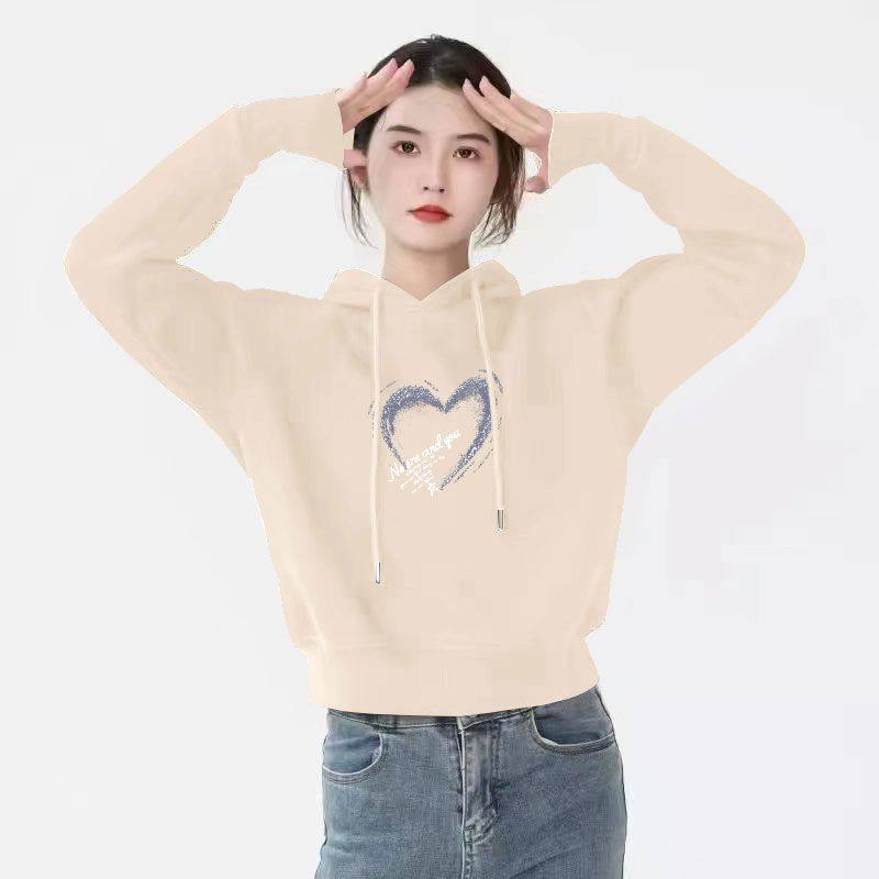 加绒加厚短款卫衣女秋冬季时尚新款潮流连帽宽松显瘦小个子上衣女