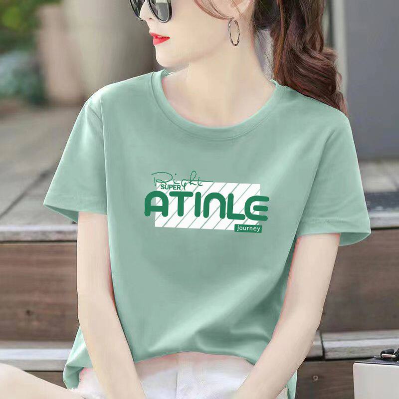 时尚纯棉印花短袖t恤女夏季