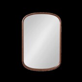 浴室镜圆形防雾复古镜子现代胡桃色壁挂装 饰镜设计梳妆镜