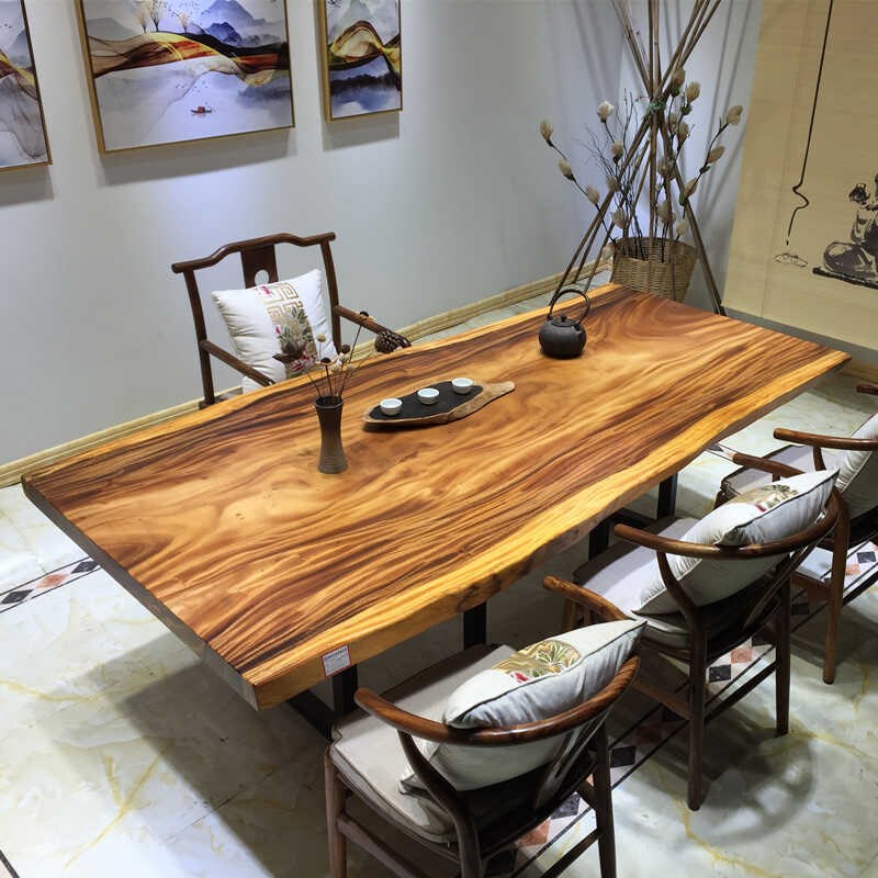 胡桃木大板茶桌实木茶台整块无拼接桌椅办公桌会议桌画案
