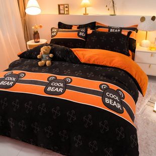 冬季 男童 天儿童床上四件卡通被加厚珊瑚绒22新款