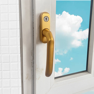 带锁铝合金门窗执手拨叉方轴传动把手带钥匙塑钢平窗拉手纱窗锁