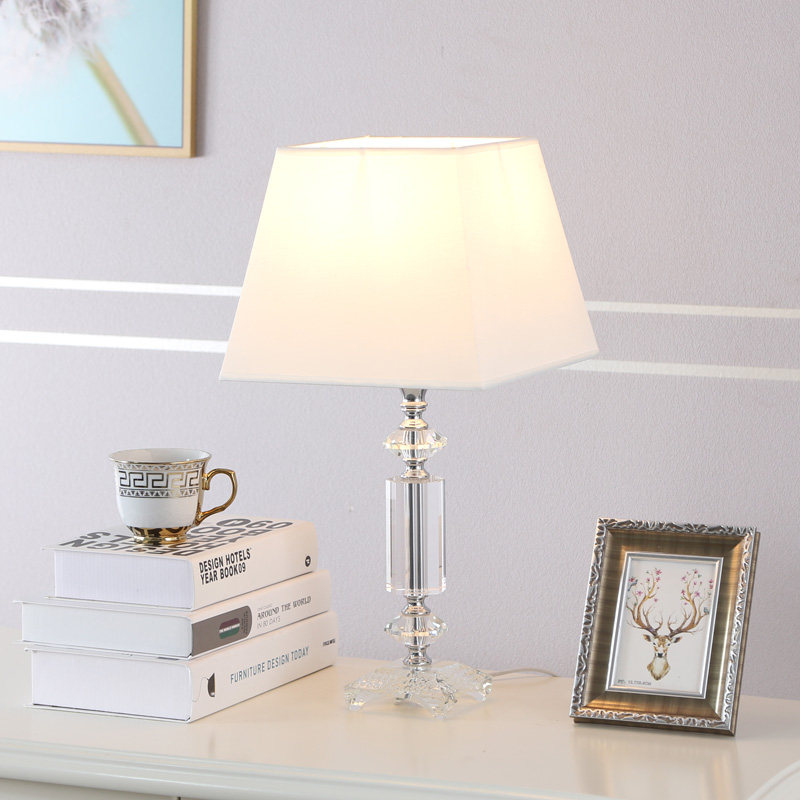 烨上现代时尚卧室床头台灯浪漫蓝色水晶调光关创意温馨灯饰