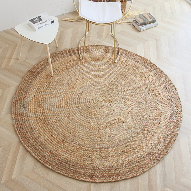 久忆圆形黄麻地毯客厅茶几书房茶桌地垫加厚手工编织黄麻圆毯