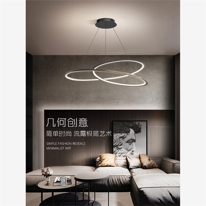 不规则餐厅吊灯创意个性设计卧室书房灯圆环形极简餐桌饭厅led灯