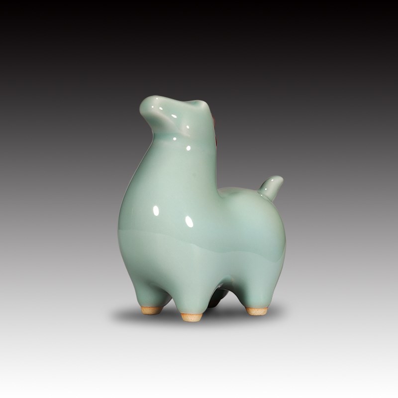 钧瓷唐马摆件陶瓷窑变招财桌面装饰品马客厅玄关摆设特色毕业礼品