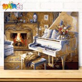钢琴静物画 饰画 佳彩天颜 数字油彩画客厅卧室风景手绘填色装