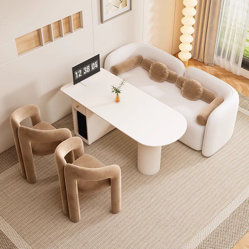 J影楼选片区桌椅婚纱店休息区沙发院接待医美洽谈桌