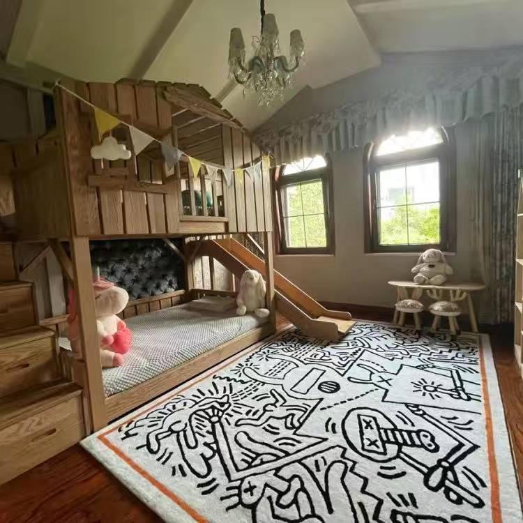 凯斯哈林地毯客厅茶几毯卧室儿童床边毯大面积满铺可机洗进门垫子