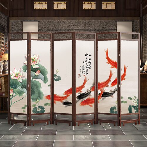 实木屏风墙办公室酒店 客厅遮挡玄关进门软