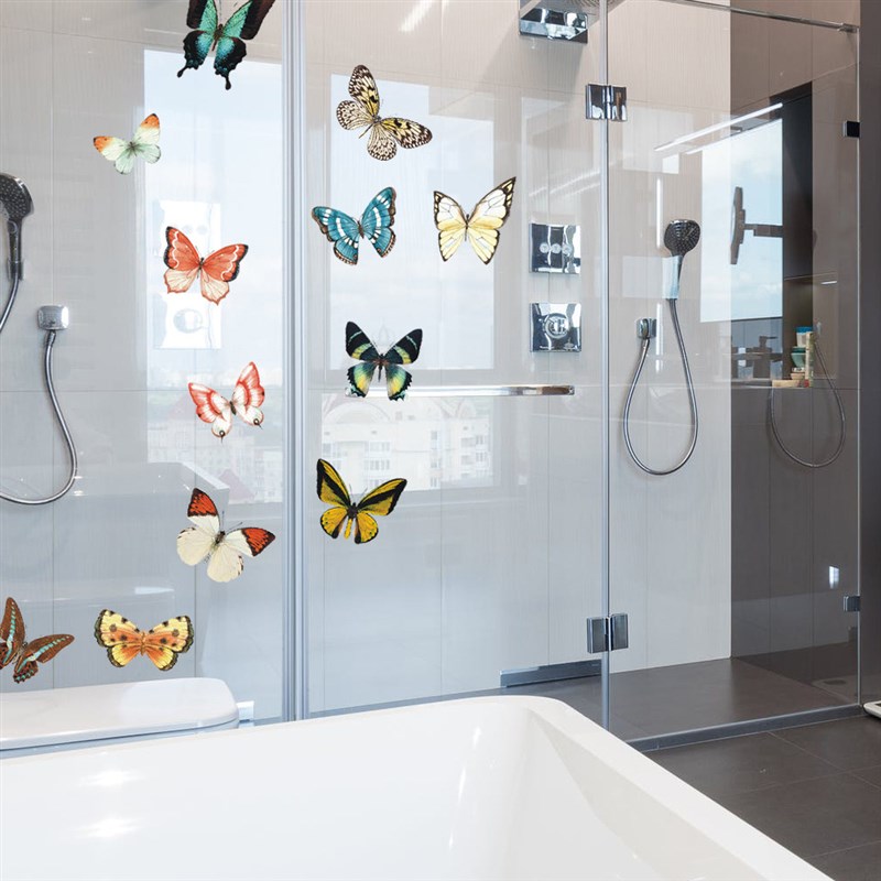 店面移门橱窗防撞警示彩色蝴蝶无胶静电玻璃贴纸PVC可移除窗户贴