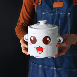 燕窝炖盅可爱陶瓷炖罐小汤盅带盖鸡蛋羹碗双耳隔水炖W内胆家用蒸